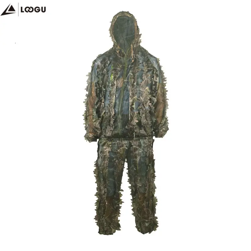 

Hunting Clothes New Bionic Camouflage Ghillie Suits Sniper Birdwatch Airsoft Clothing Jacket and Pants, Bionic grey green