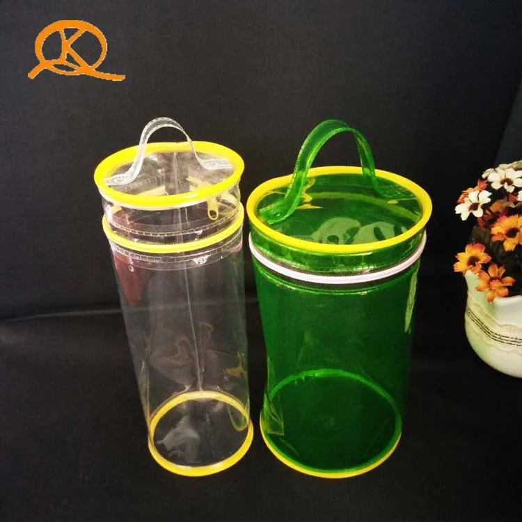 Wholesale Round Shape Pvc Cylinder Bag With Zipper And Handle For Gift