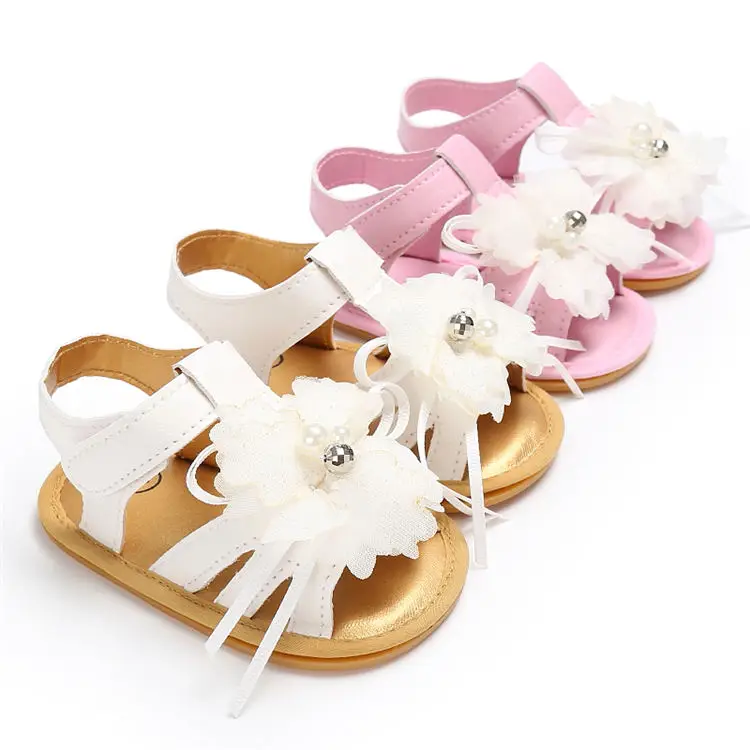 

New designed Sandals Anti-slip Flower Wedding party Princess Toddlers Baby shoes