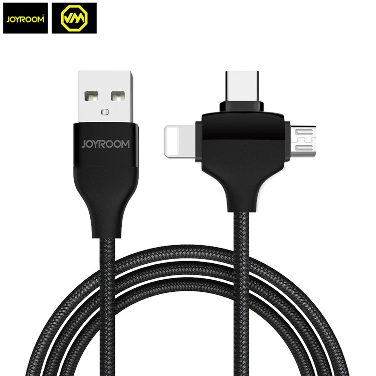 

joyroom braided 3in1 usb type c micro cable for iphone