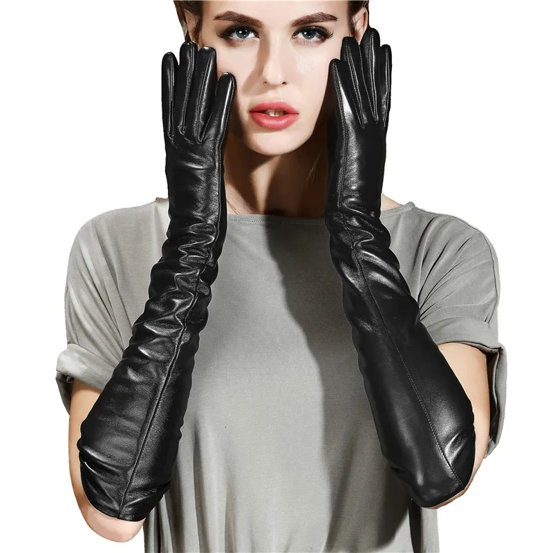 Women's Sheepskin Gloves Extended 50 Cm High-end Dance Show Party ...