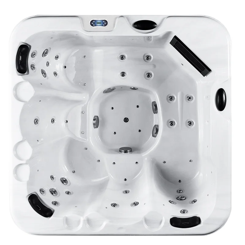 4 Person Acrylic Material Whirlpool Massage Spa Outdoor Bathtub with Foot Step