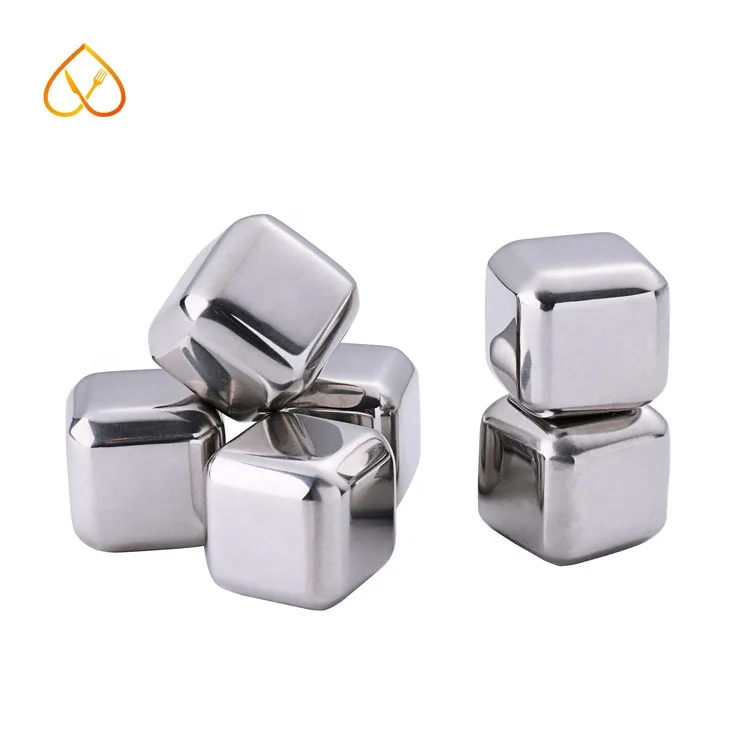 
Food Grade Metal Reusable 304 Whiskey Stainless Steel Ice Cube with Logo Laser 
