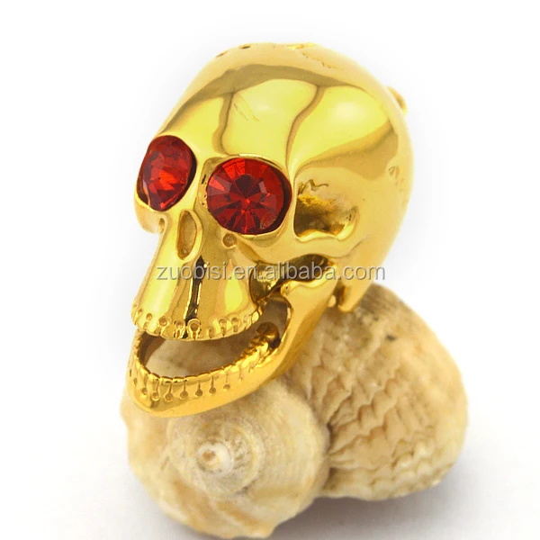 

Wicked Gold/Silver/Black Color Skull Pendant in Stainless Steel with Red Zircon Eyes p003174/p003175/p003176