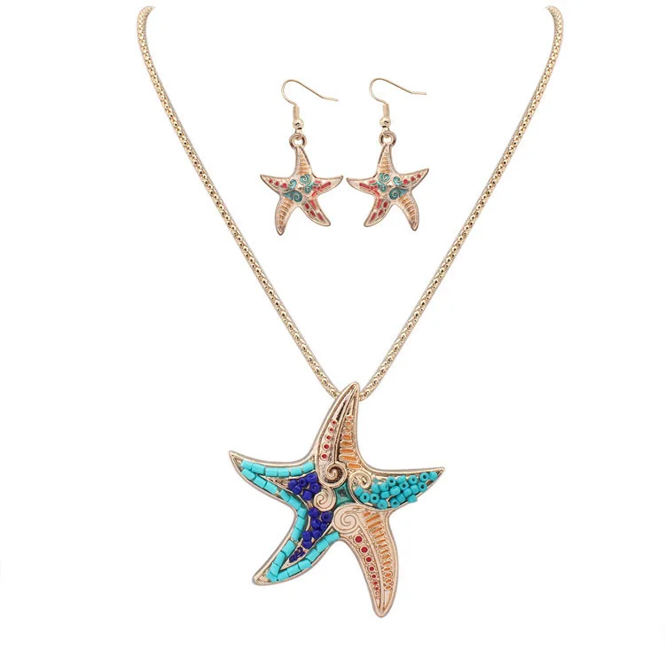 

Acrylic Color Drop Shape Enamel Pendant Necklace Women Jewelry Set