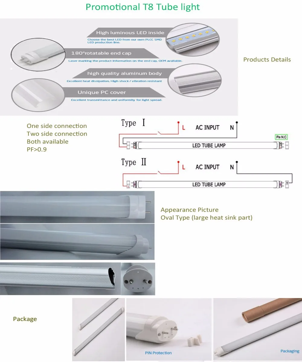 T8 led fluorescent lamp led lighting 4ft T8 tube cool white 7500K