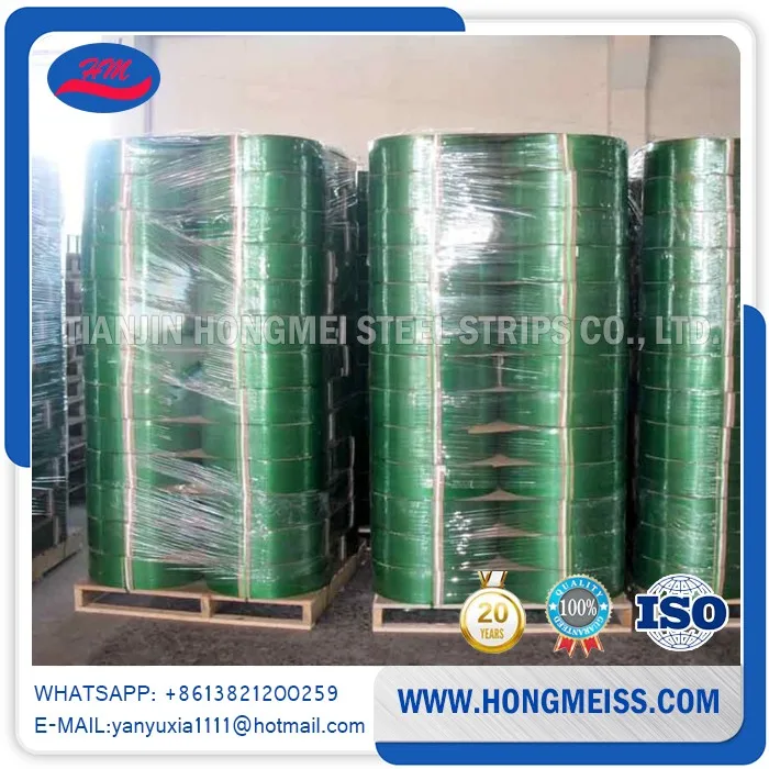 Excellent tensile strength Custom Polyester green pet plastic packing strip tape with good quality