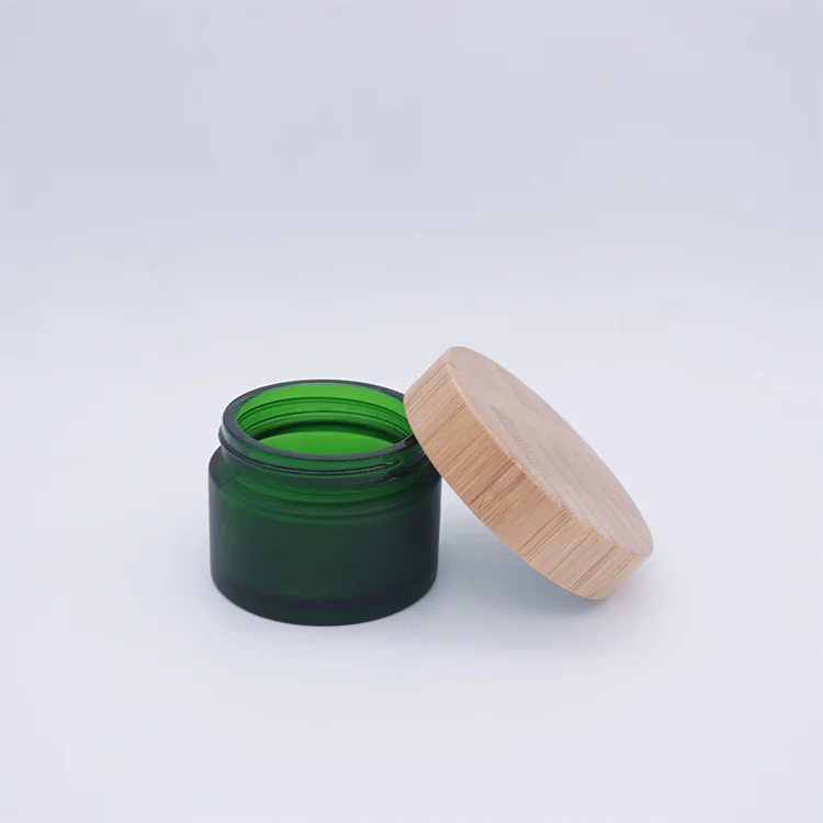 Luxury Frosted Green 4 Oz Glass Jar With Bamboo Lid Buy 4 Oz Glass