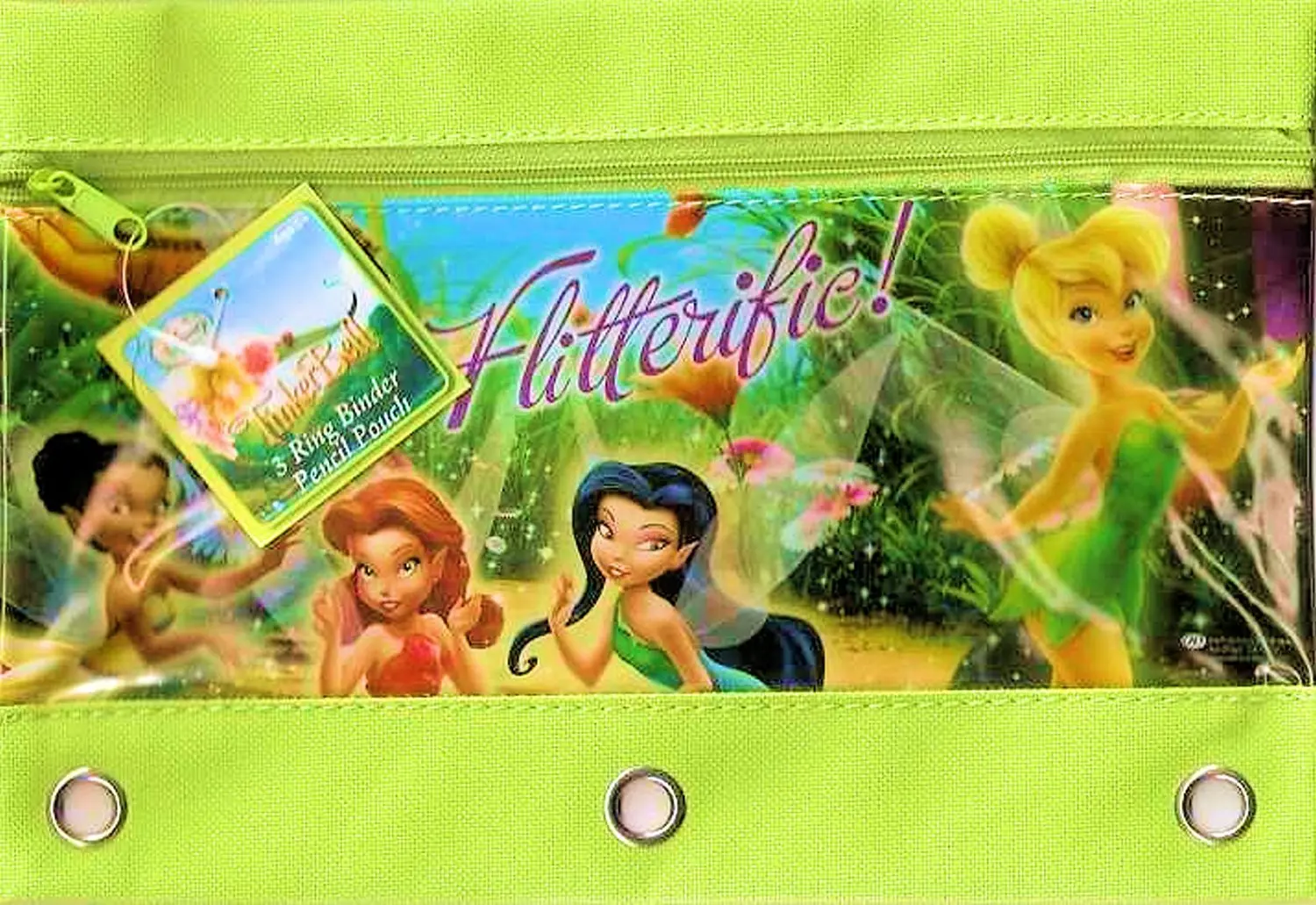 Disney Fairies Tinkerbell Zippered Pencil Case Pouch for 3 Ring Binder