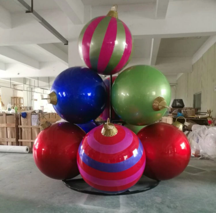 Fiberglass Christmas Ornament Ball Stack For Outdoor Indoor Holiday