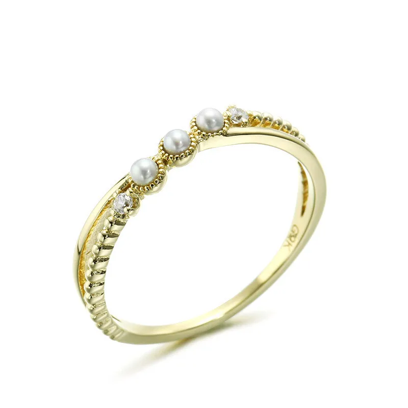 

9ct Solid Gold Flower Freshwater Pearl Thin Gold Ring Designs