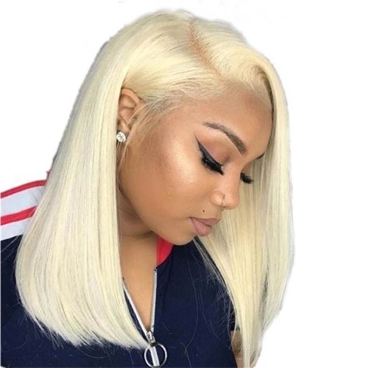 

Fast Shipping 613 Straight European Remy Pre Plucked 360 Lace Frontal Blonde Full Lace Wigs Front Human Hair wig, Natural color