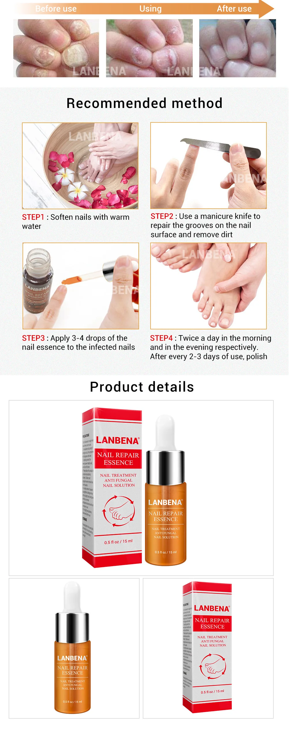 LANBENA Nail Care Gel Nail Foot Protector Skin Care Treatment Herb Nail Repair Essence