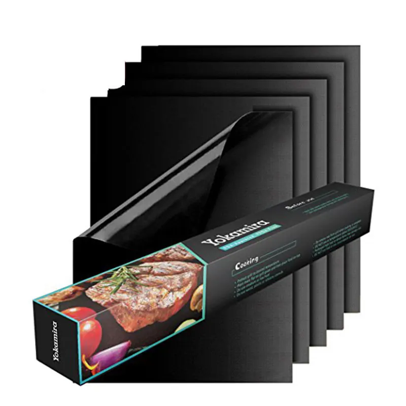 

Customized logo heat resistant 0.4MM thickness easy to clean bbq protection mats for cooking, Black, copper