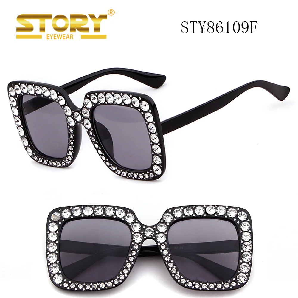 

STORY STY86109F Square Diamond colorful oversized rhinestone sunglasses mirror, Pictures showed as follows