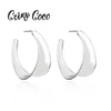 Cring Coco 2019 Women Drop Earrings Fashion Big Alloy Circle Hoop Statement Geometric Jewelry Silver Color Earrings for Woman