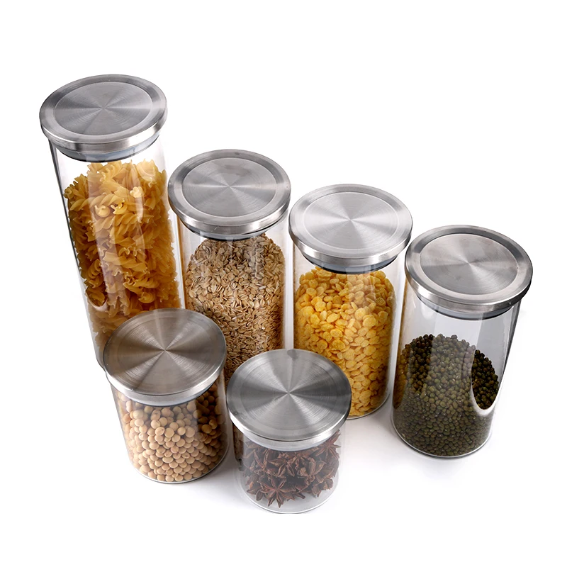 
Manufacturer glass tubing-made food grade glass storage jar with stainless steel lids 250ml-2100ml 