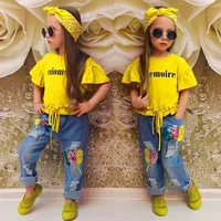

2019 Kid Cloth Girls' Baby Wholesale Boutique Children Summer Outfit Little child Casual Wear Girl Clothing Set