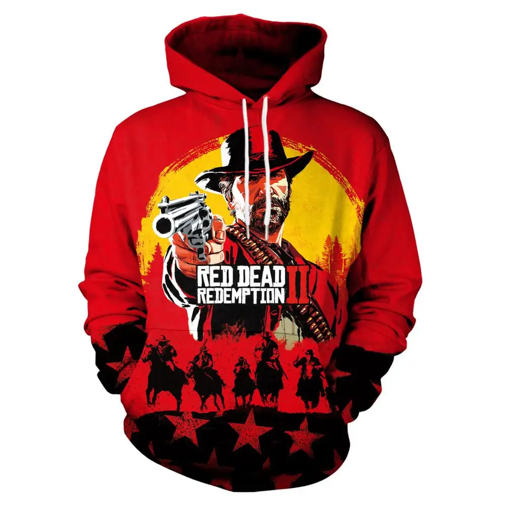 

2021 wholesale mens hoodies sweatshirts Red Dead Redemption 2 sublimation Printed hoodies for men