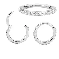 

316L Surgical Steel G23 Titanium Clear CZ Hinged Septum Cartilage Earring Daith Piercing Jewelry