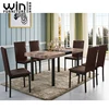 Home Use 6 Seater Dining Table Modern Extendable Table Top with Metal Base