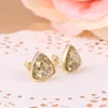latest fashion 925 sterling silver gold plated triangle shape stud earrings