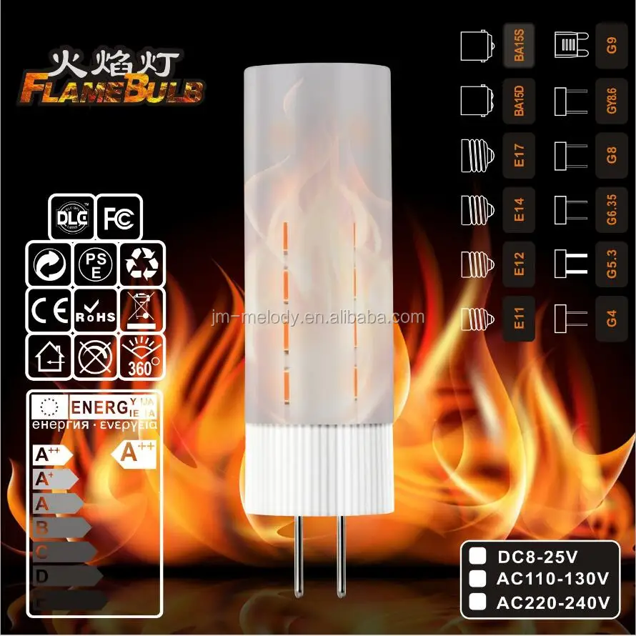 E14 Led Flame Bulb G4 G5.3 G8 G9 E11 E12 E14 Ba15d Ba15s E17 Led Flame Effect Flickering Fire Light Bulb Lamp 1800k Buy E14 Led Flame Bulb G4 G5.3