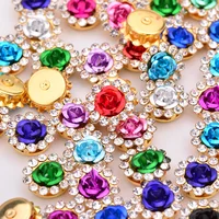 

8 10 12 14mm Sewing Mix Color Aluminum Flower Rhinestone Sew On Glass Crystal Stone Bridal Beads Applique Gold Claw Strass Beads