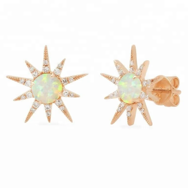 

925 silver rose gold plating jewelry star opal ladies earrings designs pictures