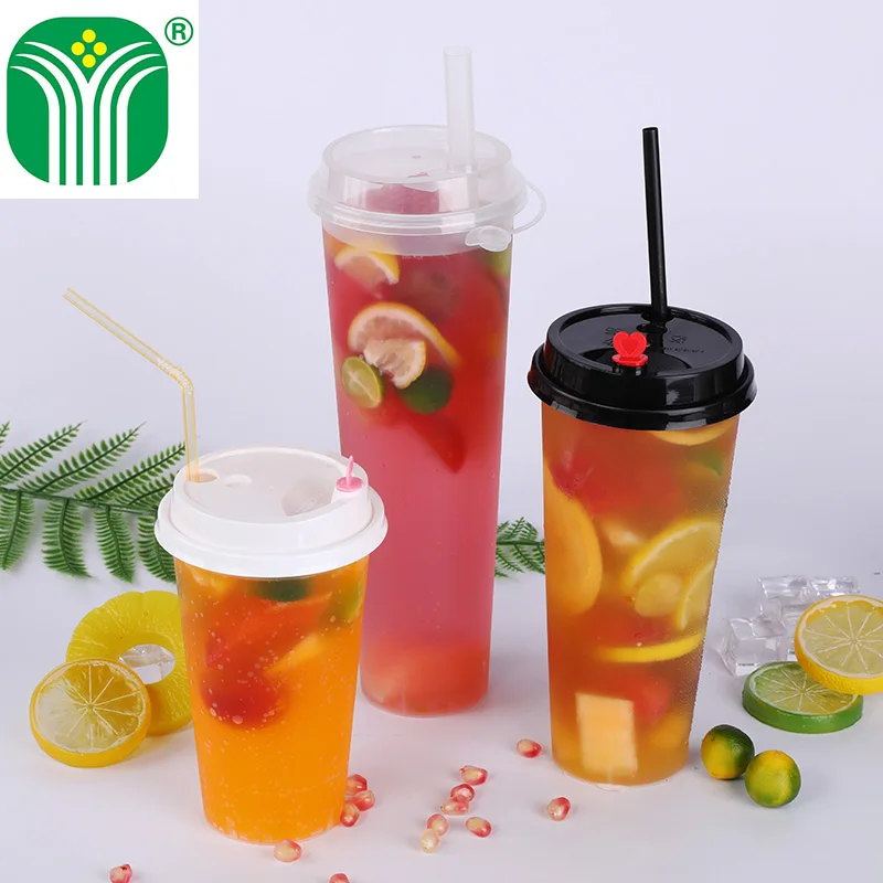
custom logo printed disposable PP hard tall u shaped clear plastic cup for juice 