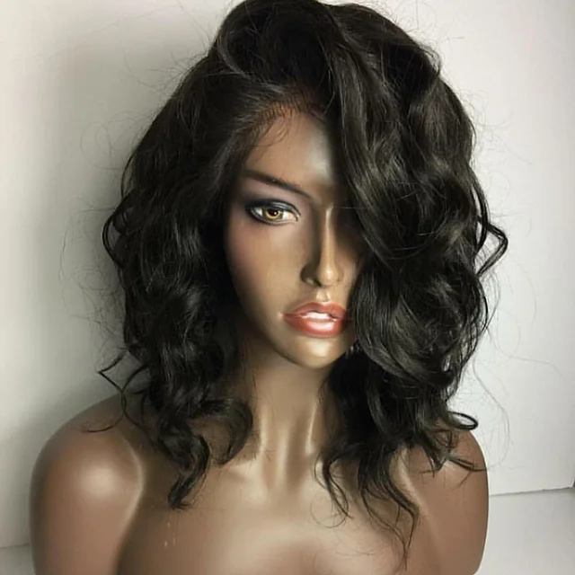 

Natural color 100% Wholesale stock lace front wigs human hair with baby hair