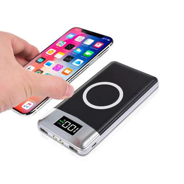 

Behenda 2019 QI 10000mAh 2 in 1 wireless charger power bank with 3 Usb Ports micro usb type- c usb cable