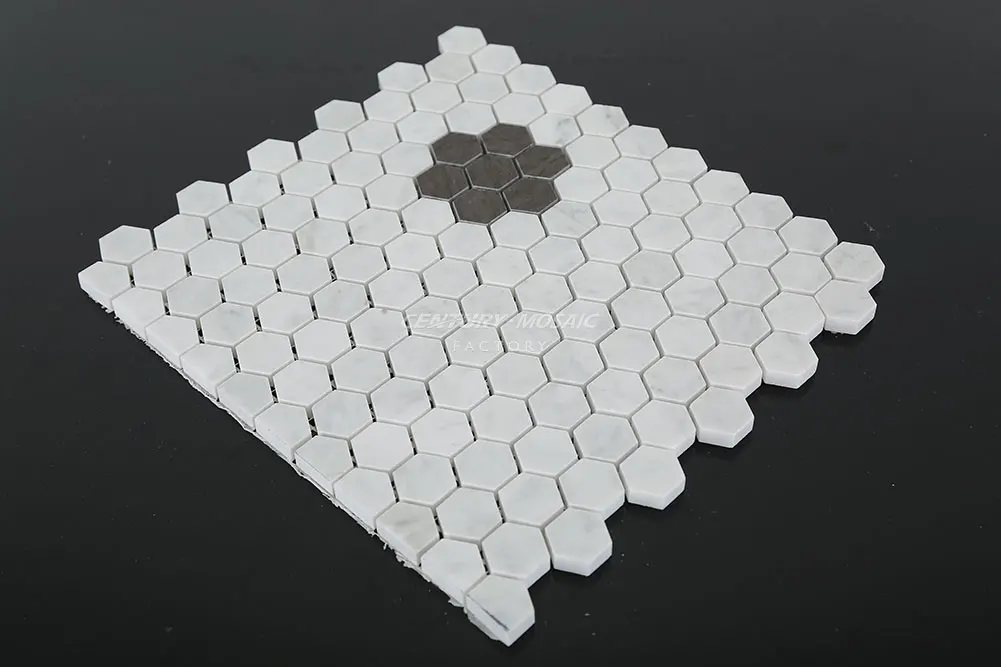 1 "marrón Y Estatuas Blanco Hexágono Mosaico Antideslizante Piso De