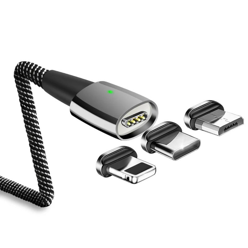 

SOSLPAI high quality magnetic data cable zinc alloy+nylon fabric magnetic usb 3 in 1 charger cable