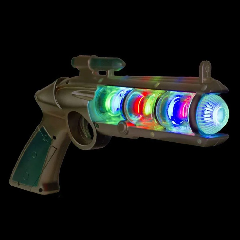 Blinkee Light Up Spinning Barrel Space Gun Laser Space Blaster Toy