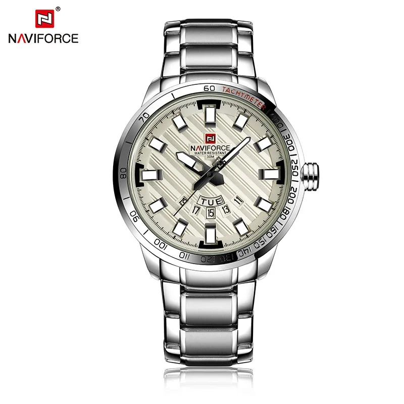 

Naviforce 9090 Mens Watches Top Brand Luxury Japan Movt Quartz Week Date Business Military Stainless Steel Watch Relojes Homre