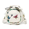 Delicate classic butterfly embroidery sweet fancy women mini round cute fresh tote shoulder handbag (XJHBB3610)