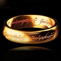 

2019 Lord of The Rings Ring Black Silver Gold Letter Titanium Stainless Steel Ring for Men