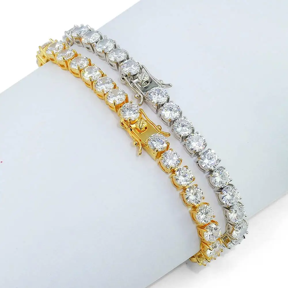 

Iced Out Zircon Micro Pave Men Women Tennis Chain Bracelet Hip Hop Jewelry, Sliver/gold