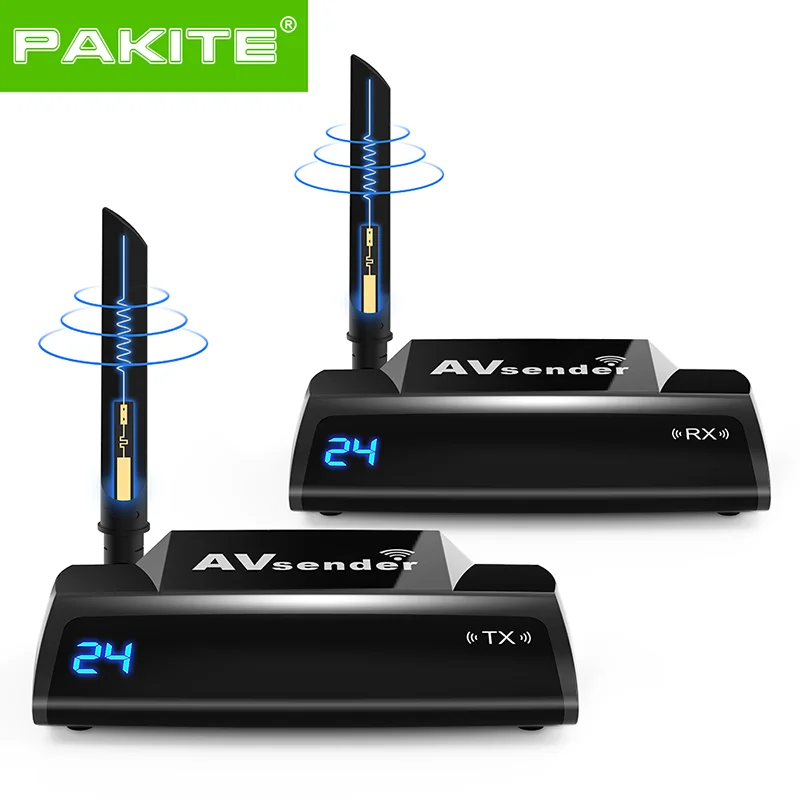 

PAKITE 5.8G Wireless Receiver Transmitter HDMI Extender with IR Remote 300m [ PAT-580, Black