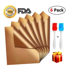 Fda Heat Resistant set of 3 Nonstick Cooking Food Grade copper bbq grill mat