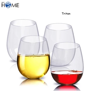 Image of Custom Wholesale Red Tritan Unbreakable Stemless Plastic Wine Glasses