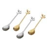 Creative stainless steel leaves stir spoon net, red dessert leaf coffee spoon
