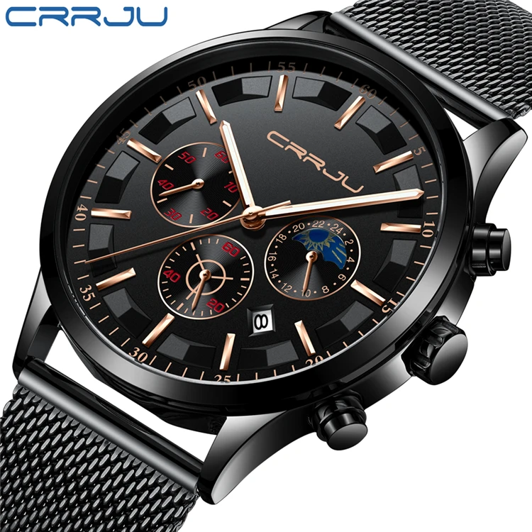 

CRRJU 2260 M Top Brand Luxury Fashion Simple Men Business Waterproof Quartz Watch Men Clock Male Sports watch relogio masculino