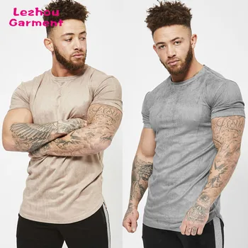 Custom Suede Slim Fit Mens T Shirt New Design Custom Suede Slim Fit Mens T Shirt New