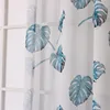 100% Polyester Bedroom Living Room Curtain Set,Sheer Leaves Printed Curtain