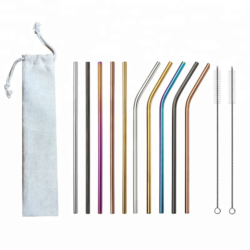 

Hot!!! Stainless steel rainbow colored metal straws for drinking, Iridescent, gold, rose gold, black, silver, purple, blue, colorful