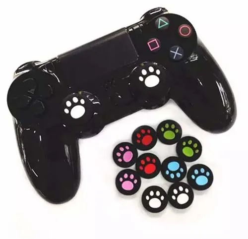 

Cat Paw Silicone Analog Controller Thumb Stick Grips Cap Cover for Sony Play Station 4 PS4 Thumbsticks Game Accessories, Blue red green pink white