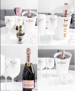Image of WHITE/GOLD/BLACK Moet Chandon Acrylic Champagne Glasses