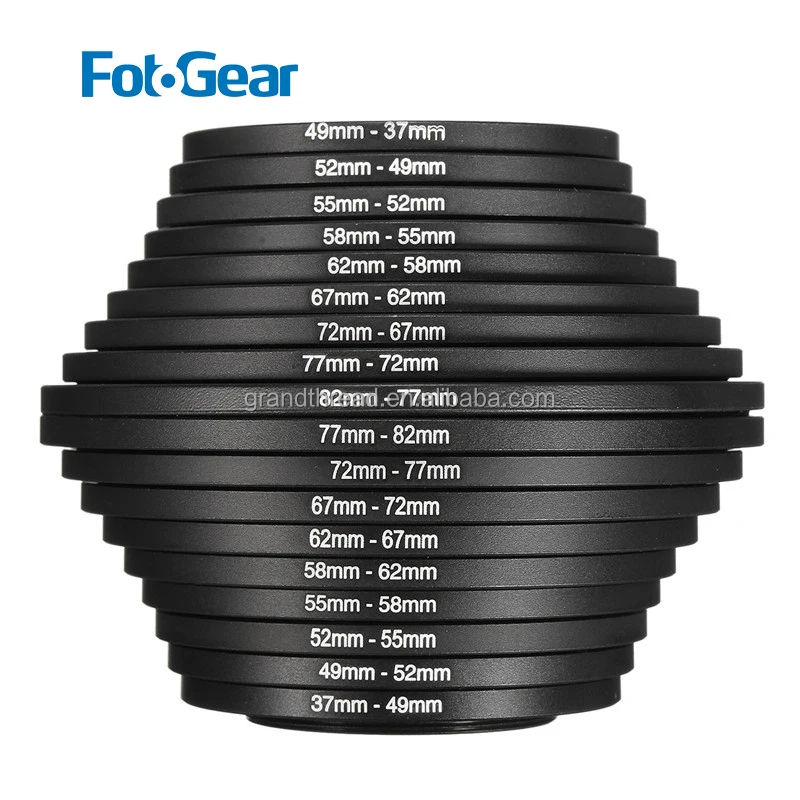 

FotoGear Universal Step Up Down Adapter Ring Camera Lens Ring set for dslr camera, Black/sliver